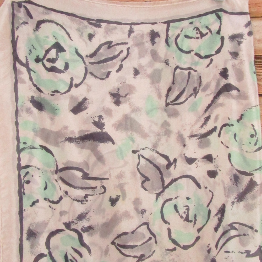 ECHO White/Mint Green/Gray Silk Scarf 31" x 31" - Picture 3 of 13